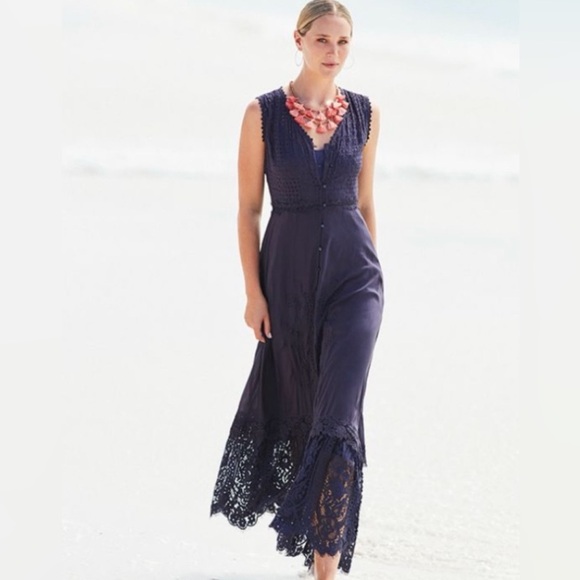 Johnny Was Dresses & Skirts - Johnny Was Love Midnight Eyelet Blue Lace Maxi Dress Gavin